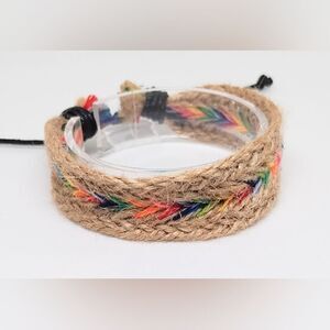 Men's bracelet braided‎ rope brown new e25